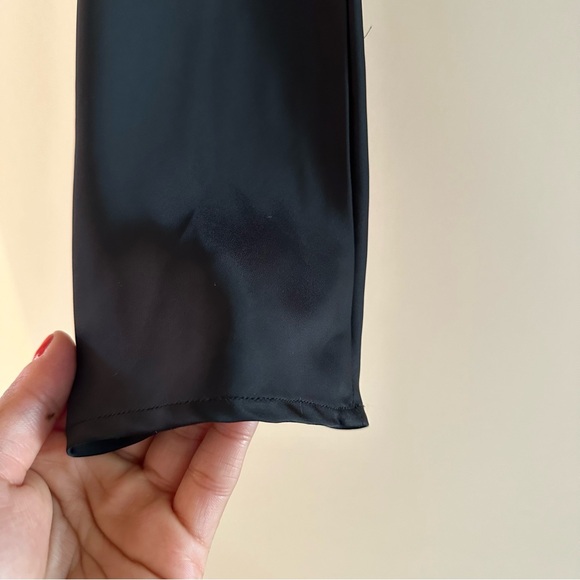 Meshki Violeta one shoulder satin black long sleeve top - Picture 7 of 8